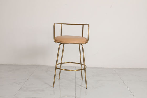 Stainless Steel Bar Chair With Leather Seat High Backrest