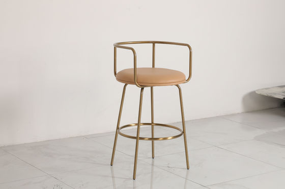 Stainless Steel Bar Chair With Leather Seat High Backrest