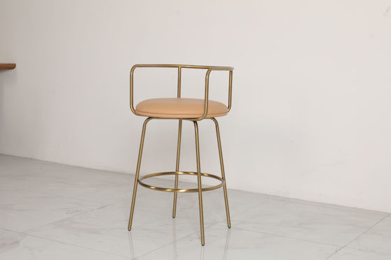 Stainless Steel Bar Chair With Leather Seat High Backrest