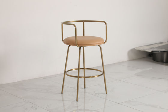 Stainless Steel Bar Chair With Leather Seat High Backrest