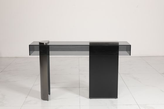 Customized Size Entrance Console Table With Natural Finish Option Glass Top
