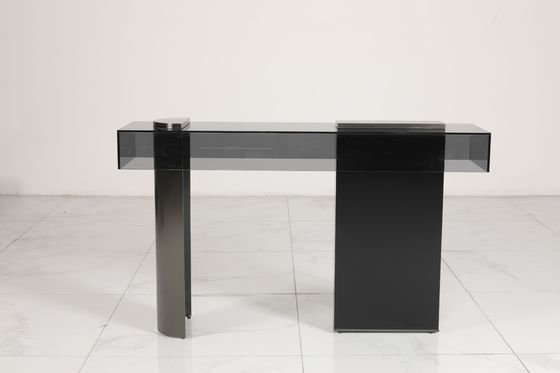 Customized Size Entrance Console Table With Natural Finish Option Glass Top