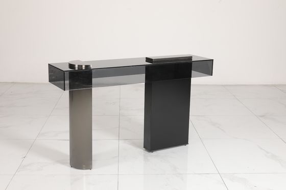 Customized Size Entrance Console Table With Natural Finish Option Glass Top