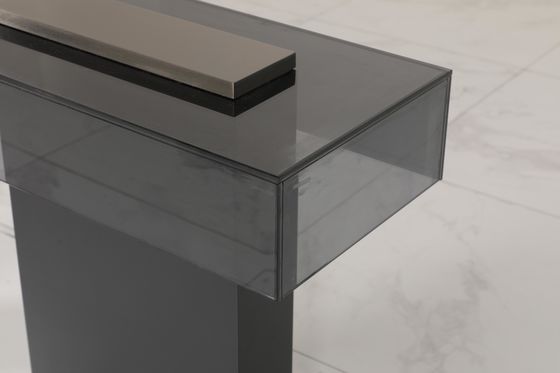 Customized Size Entrance Console Table With Natural Finish Option Glass Top