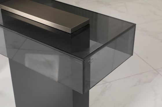 Customized Size Entrance Console Table With Natural Finish Option Glass Top