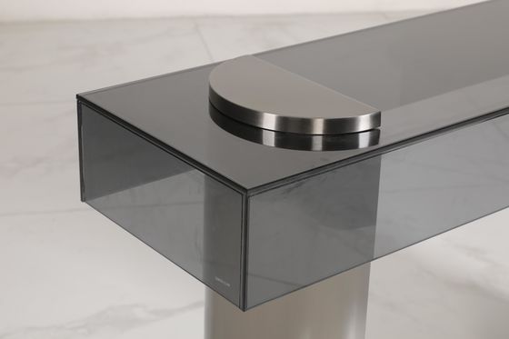 Customized Size Entrance Console Table With Natural Finish Option Glass Top