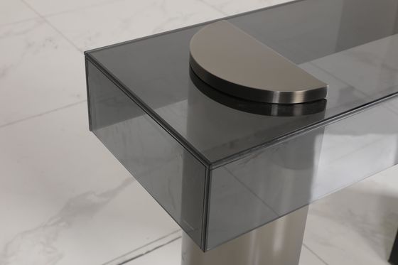 Customized Size Entrance Console Table With Natural Finish Option Glass Top