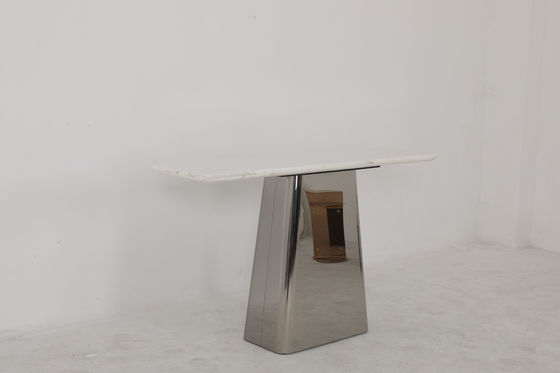 Modern Customized Console Table With Marble Top And Stainless Steel Base