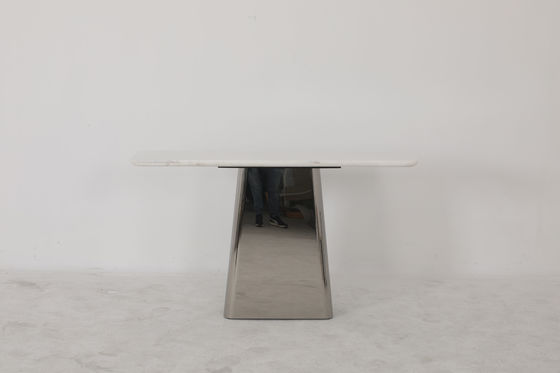 Modern Customized Console Table With Marble Top And Stainless Steel Base
