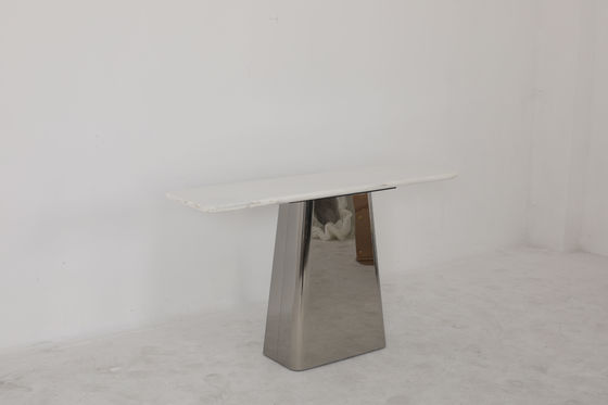 Modern Customized Console Table With Marble Top And Stainless Steel Base