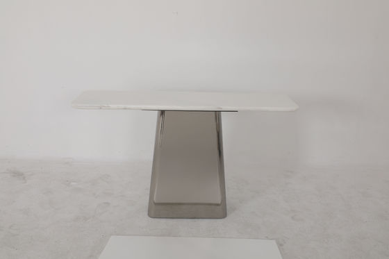 Modern Customized Console Table With Marble Top And Stainless Steel Base