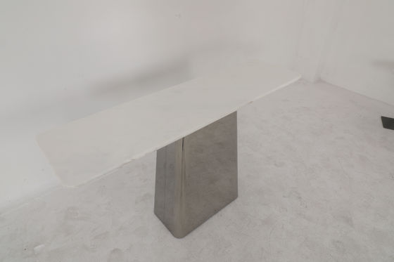 Modern Customized Console Table With Marble Top And Stainless Steel Base