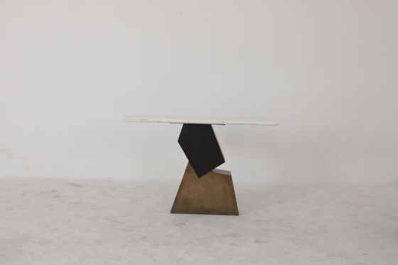 Stainless Steel Modern Entrance Console Table With Customized Marble Top And Finish