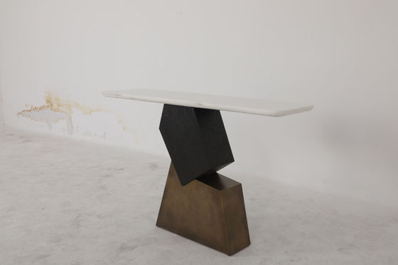Stainless Steel Modern Entrance Console Table With Customized Marble Top And Finish