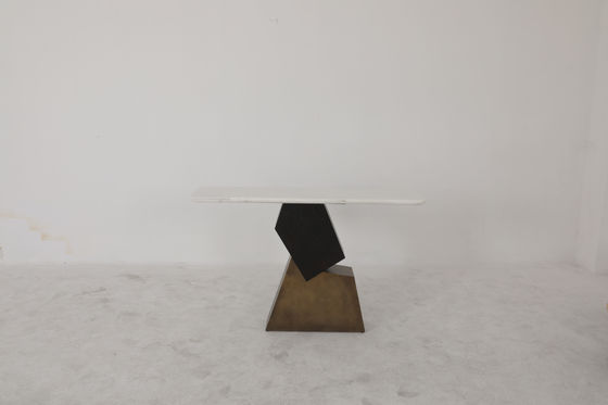Stainless Steel Modern Entrance Console Table With Customized Marble Top And Finish