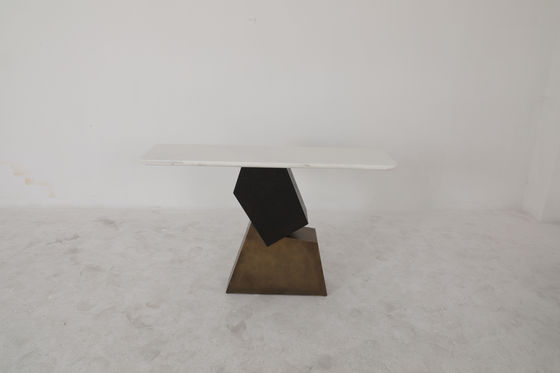 Stainless Steel Modern Entrance Console Table With Customized Marble Top And Finish