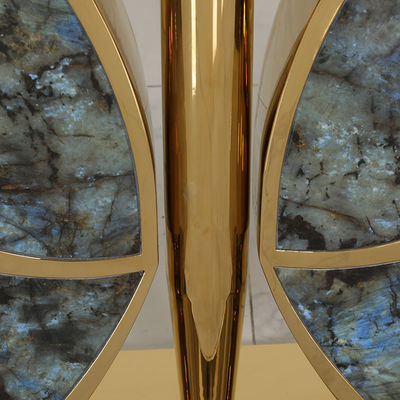 Stainless Steel Console Table Wall Table With Shiny Bright Natural Marble Top Metal Base Living Room Use