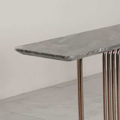 Rectangle Stainless Steel Console Table Wall Table With Rose Gold Metal Base For Villa