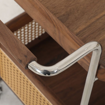 Oak Veneer Trolley Table Natural Wood Top Solid Wood  Legs Side Table