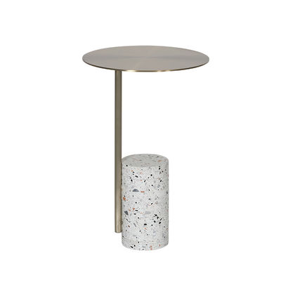 Satin Finish Round Stainless Steel Side Table For Bed Room