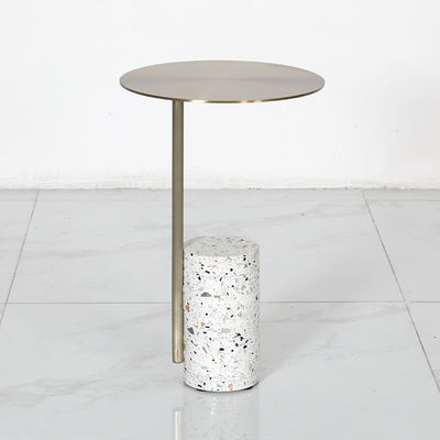 Satin Finish Round Stainless Steel Side Table For Bed Room