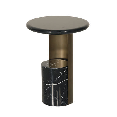 Natural Marble Top Side Table Stainless Steel Matt Gold