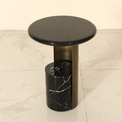 Natural Marble Top Side Table Stainless Steel Matt Gold