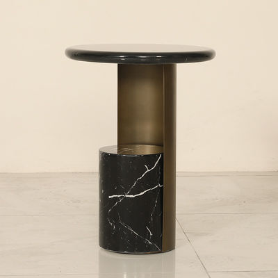 Natural Marble Top Side Table Stainless Steel Matt Gold