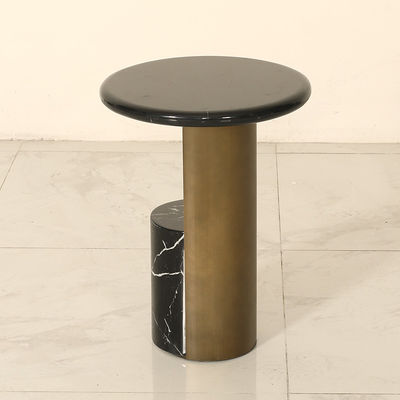 Natural Marble Top Side Table Stainless Steel Matt Gold