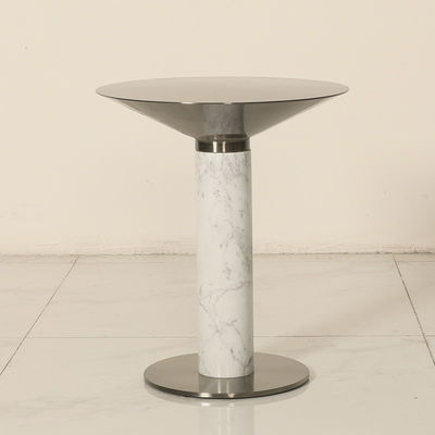 Satin Finish Natural Marble Top Stainless Steel End Table Metal