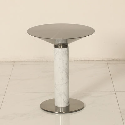 Satin Finish Natural Marble Top Stainless Steel End Table Metal