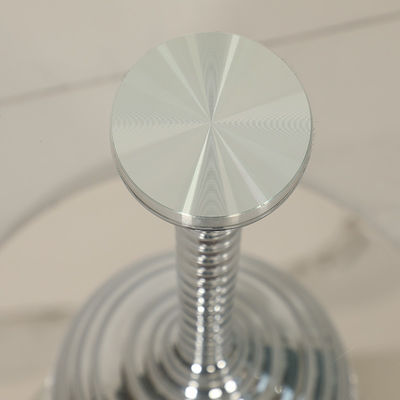 Minimalism Satin Finish Clear Glass Top Stainless Steel End Table Metal