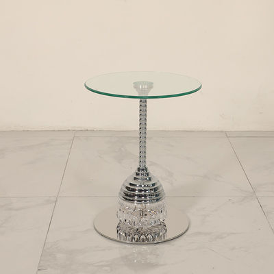 Minimalism Satin Finish Clear Glass Top Stainless Steel End Table Metal