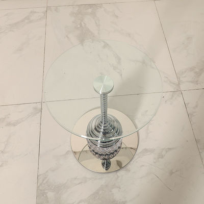 Minimalism Satin Finish Clear Glass Top Stainless Steel End Table Metal