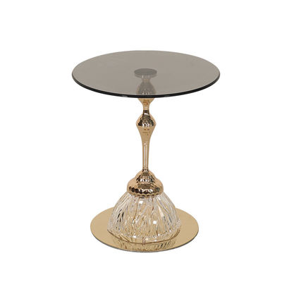 Unique Shiny Finish Stainless Steel End Table Gold Metal Base Black Glass Top
