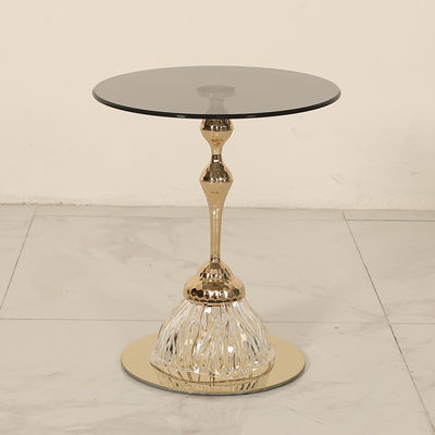 Unique Shiny Finish Stainless Steel End Table Gold Metal Base Black Glass Top