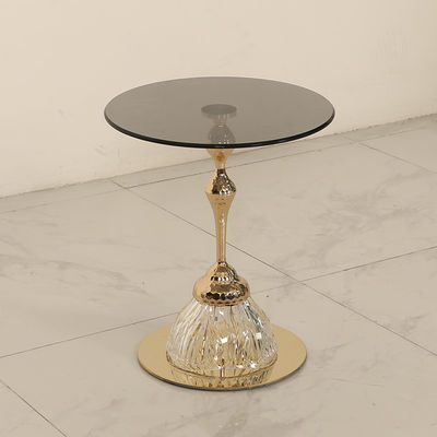 Unique Shiny Finish Stainless Steel End Table Gold Metal Base Black Glass Top