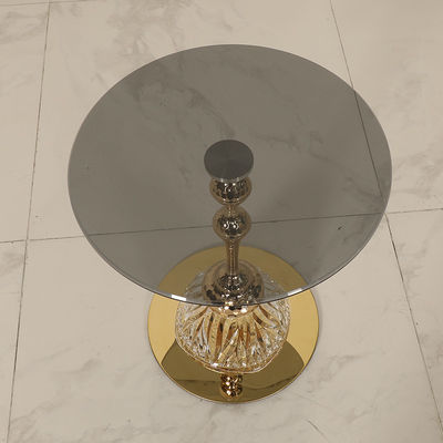Unique Shiny Finish Stainless Steel End Table Gold Metal Base Black Glass Top