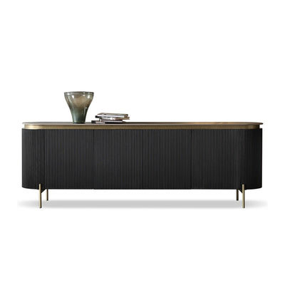Brushed Gold Wooden Sideboard Cabinet Oak Dark Wood Buffet Cabinet Black